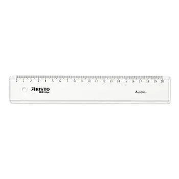 Régua de plástico cristal de 20cm da Aristo, ideal para desenhos e medições precisas, modelo AR23022