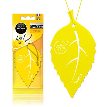 Ambientador de carro Aroma Car Leaf Vanilla, fragrância duradoura, para automóveis, com aroma suave de baunilha.