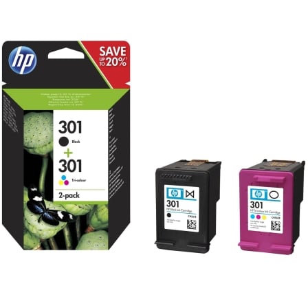 Cartucho HP 301 Original Preto e Colorido 2-Pack N9J72AE