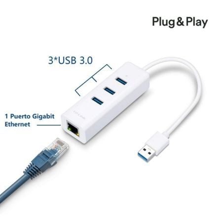 Adaptador USB 3.0 para Ethernet Gigabit com Hub 3-Port – TP-LINK