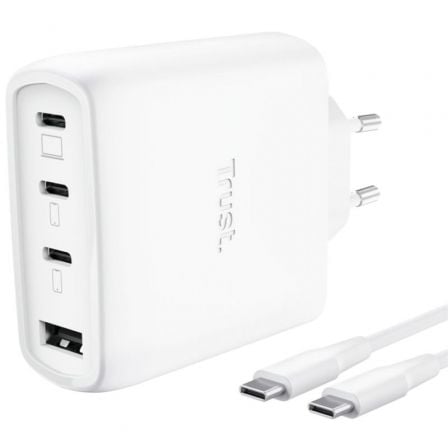 Carregador USB MAXO 65W Gan 4-Port 3 USB-C + 1 USB-A Branco