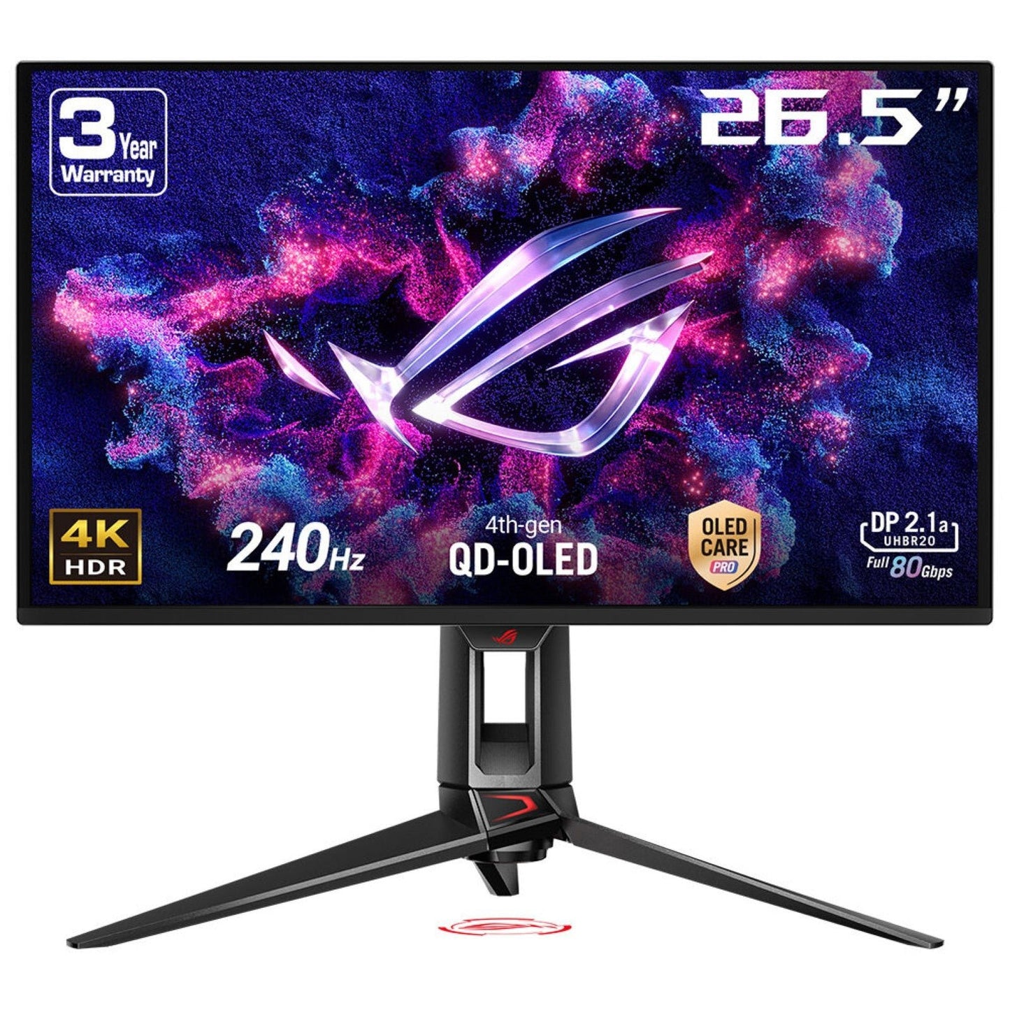 Monitor ASUS PG27UCDM 27" 4K QD-OLED para jogos, tela com alta taxa de atualização e design moderno.