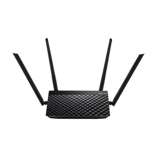Roteador ASUS RT-AC1200 V2 dual-band Wi-Fi de alta velocidade, com antenas e design compacto, marca Asustek.