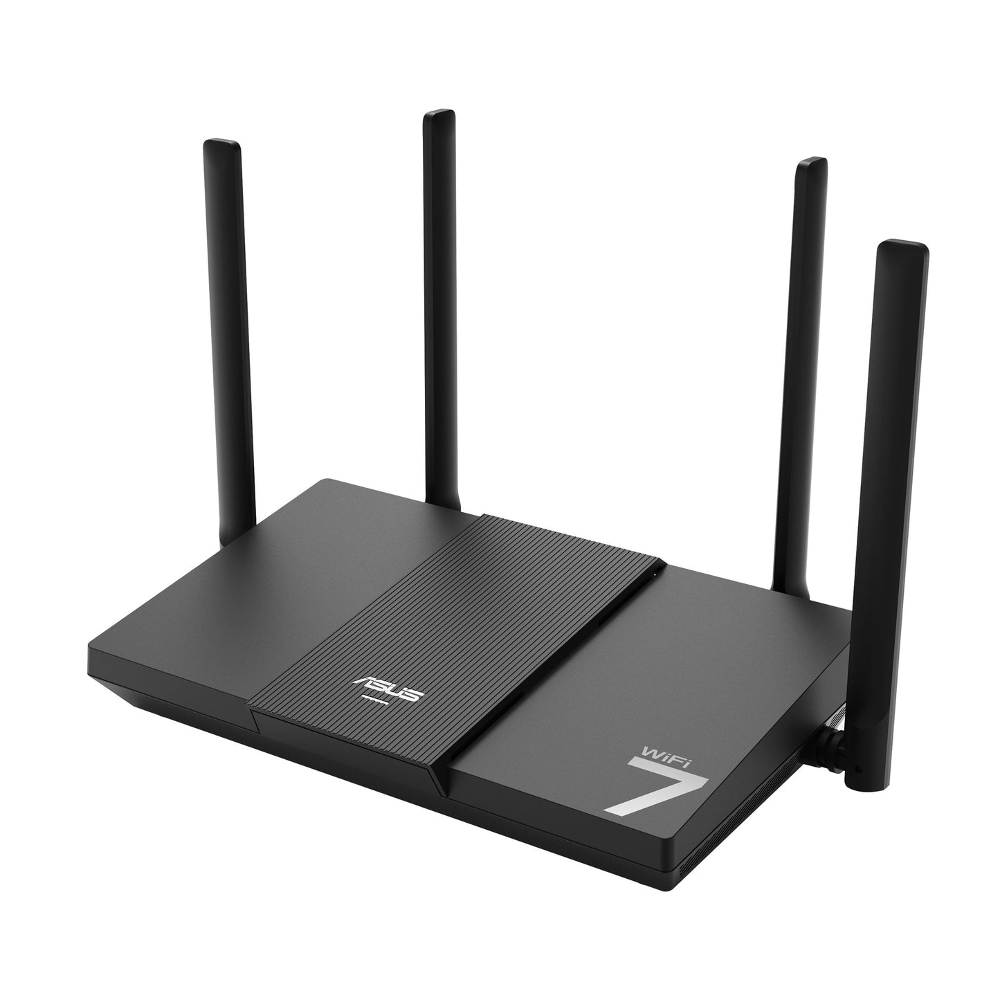 Roteador WiFi 7 ASUS RT-BE50 com AiMesh, alta velocidade e ampla cobertura de sinal, conectado a dispositivos em sala de estar