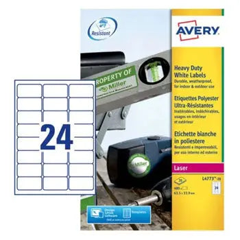 Bluepixel Equipamentos e Serviços Informáticos Lda | Etiquetas Resistentes Avery 063,5x033,9mm - 20 Folhas, 480 Unidades Avery Folhas A4