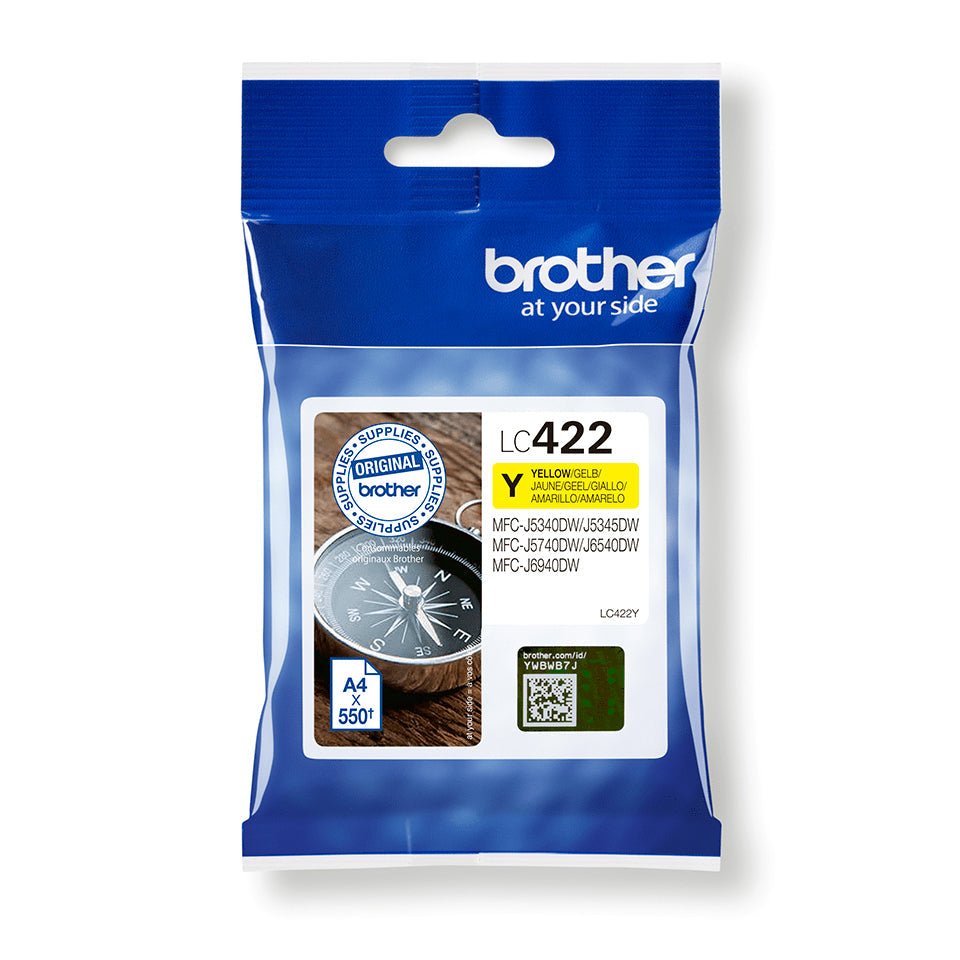 Cartucho de Tinta Brother LC422Y Compatível com MFC-J5340DW e J5740DW Brother