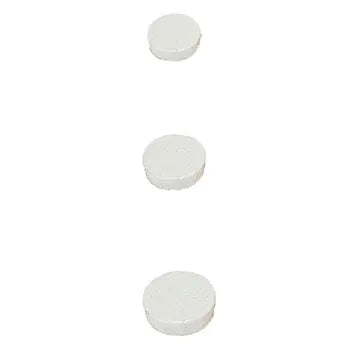 Magnetos brancos de 30mm, pacote com 10 unidades da marca Bi-Office, prontos para fixação em superfícies metálicas.