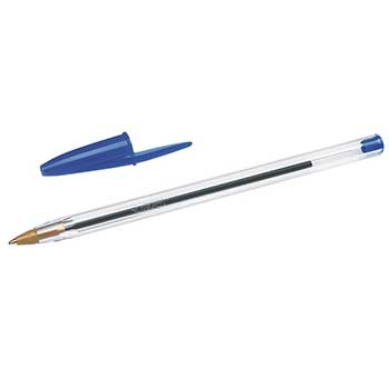 Canetas esferográficas BIC Cristal Azul 1mm, pacote com 50 unidades, canetas confiáveis para escrita diária.