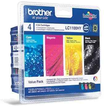 Pack Tinteiros Brother LC1100HYVALBP – 4 Cores de Alta Qualidade