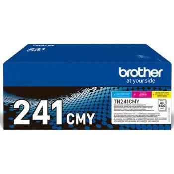 Pacote de toners originais Brother TN-241CMY com 3 cores, para impressora, com capacidade para 4200 páginas.