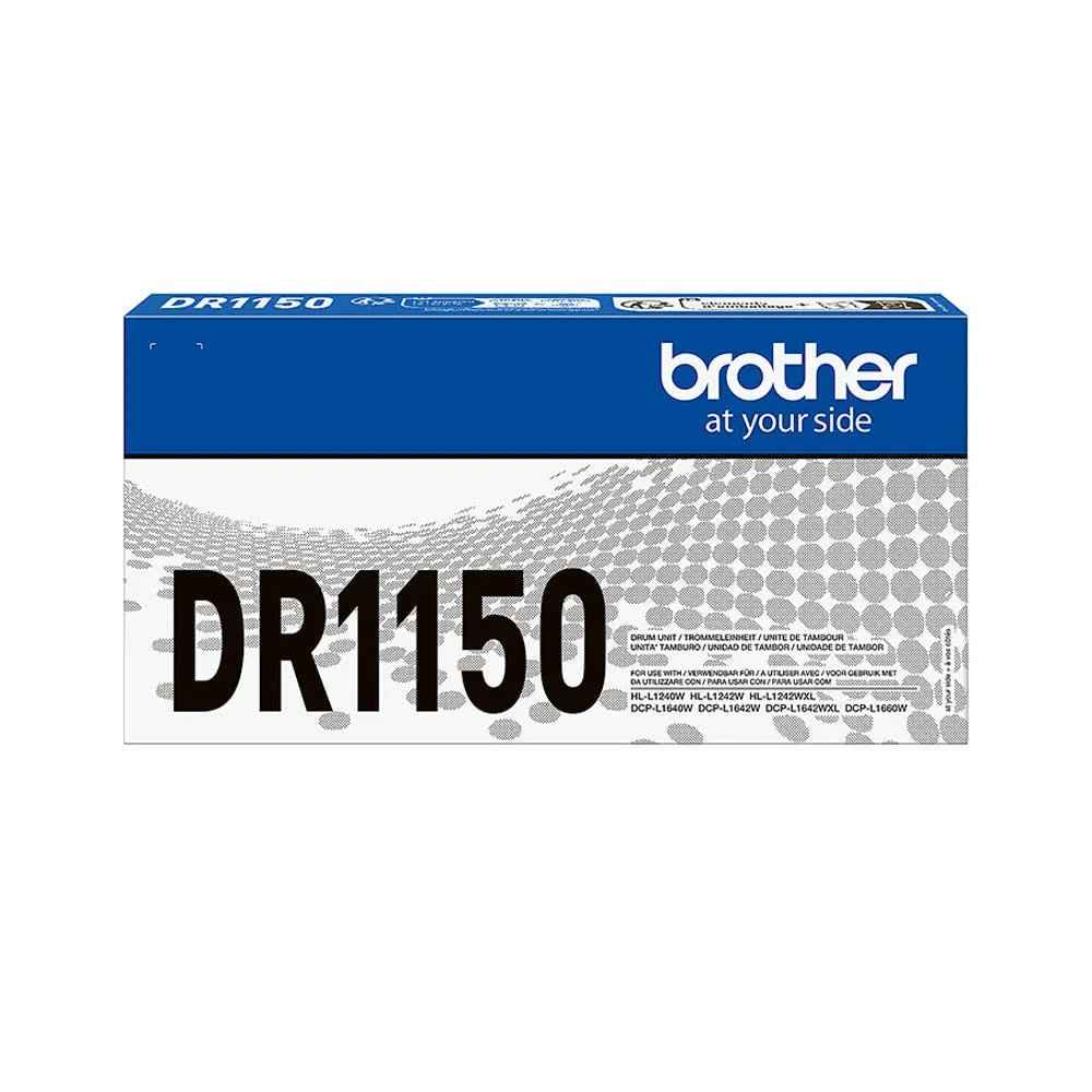 Tambor Brother DR-1150 preto original para impressoras, capacidade de 10.000 páginas, compatível com modelos Brother.