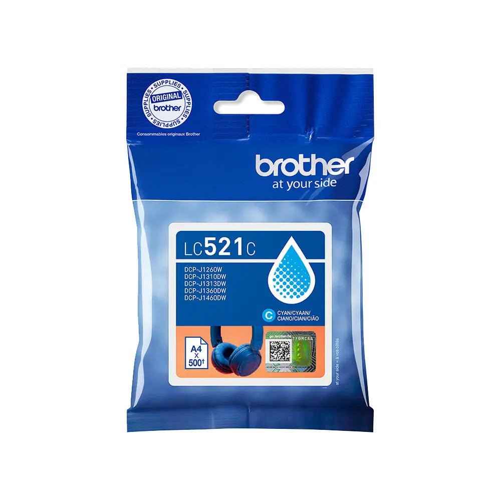 Tinteiro Brother LC521C Azul para Impressora - 500 páginas