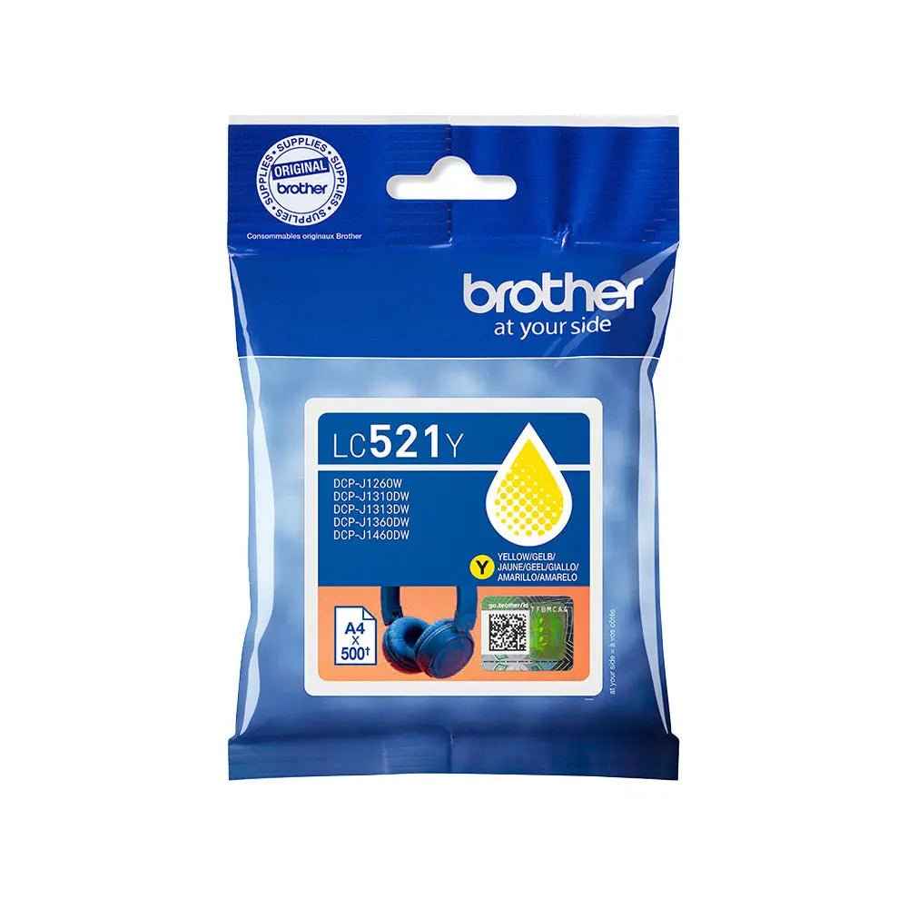 Tinteiro Brother LC521Y Amarelo para 500 Páginas – Cartucho Original