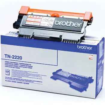 Toner Brother TN-2220 preto original, compatível com impressoras, capacidade para até 2600 páginas, imagem do cartucho de toner.