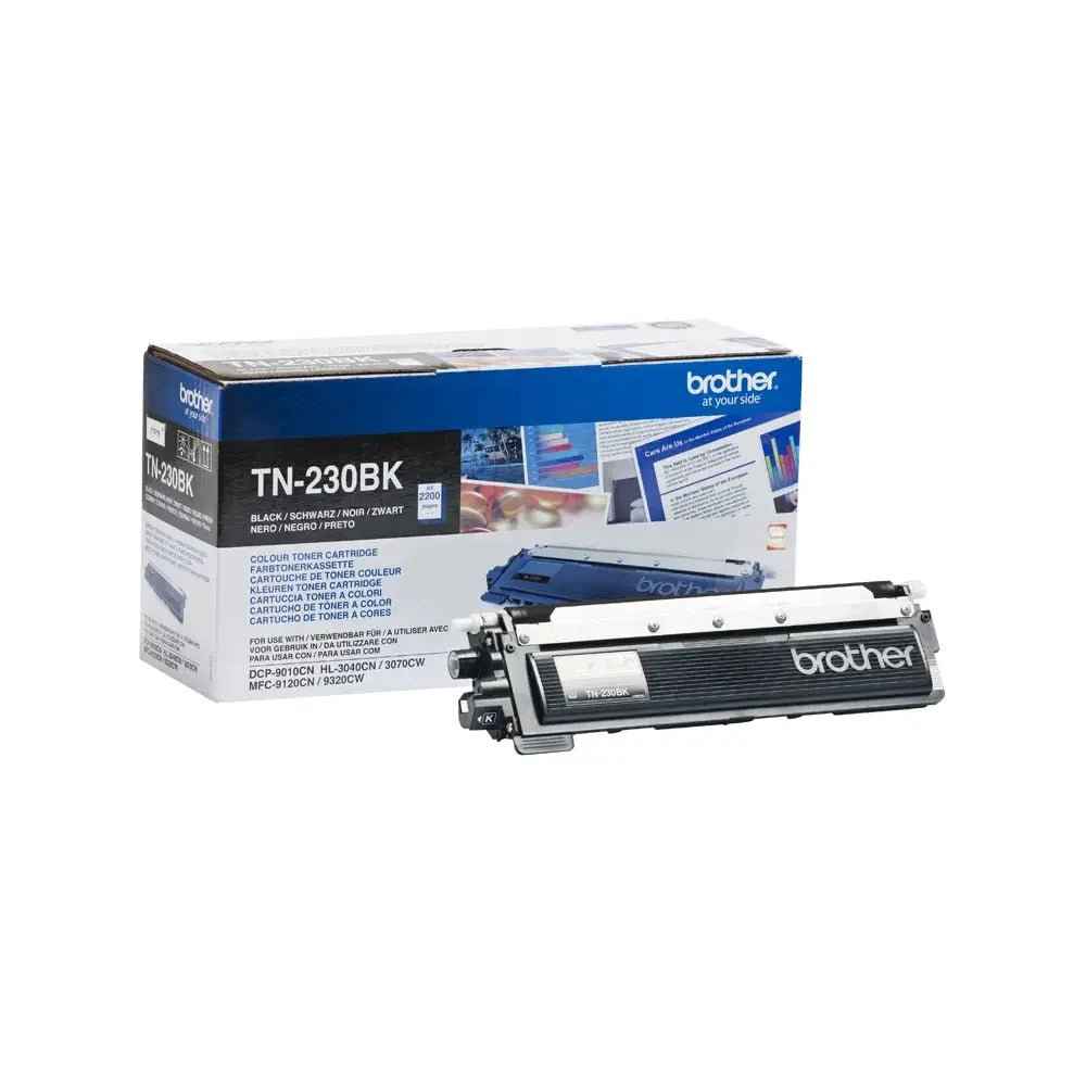 Toner Brother TN-230BK preto original para impressoras, capacidade de 2200 páginas, compatível com impressoras Brother.
