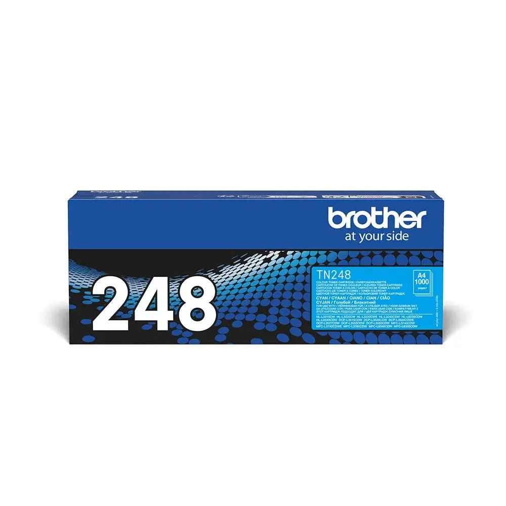 Toner Brother TN-248C azul original para impressora, capacidade para 1000 páginas, compatível com impressoras Brother.