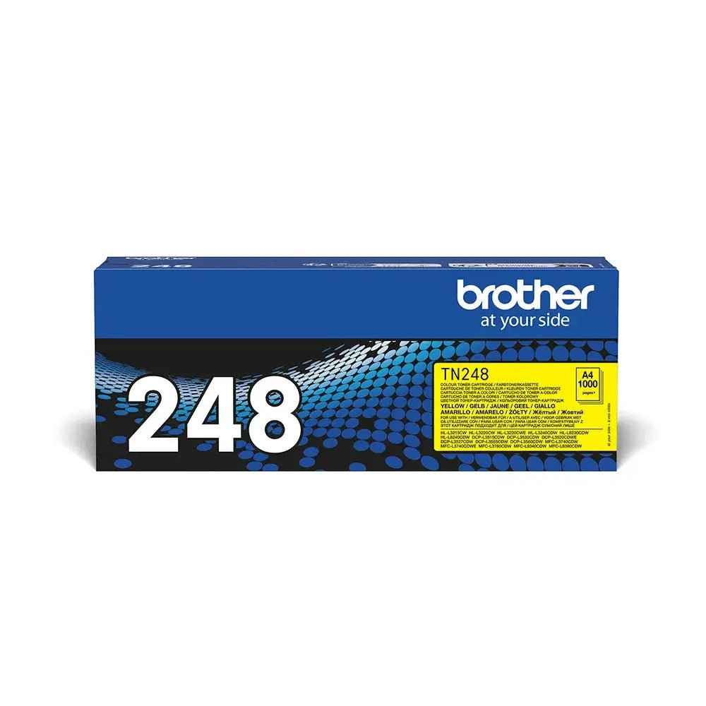 Toner amarelo Brother TN-248Y original para impressora, capacidade de 1000 páginas, compatível com impressoras Brother.