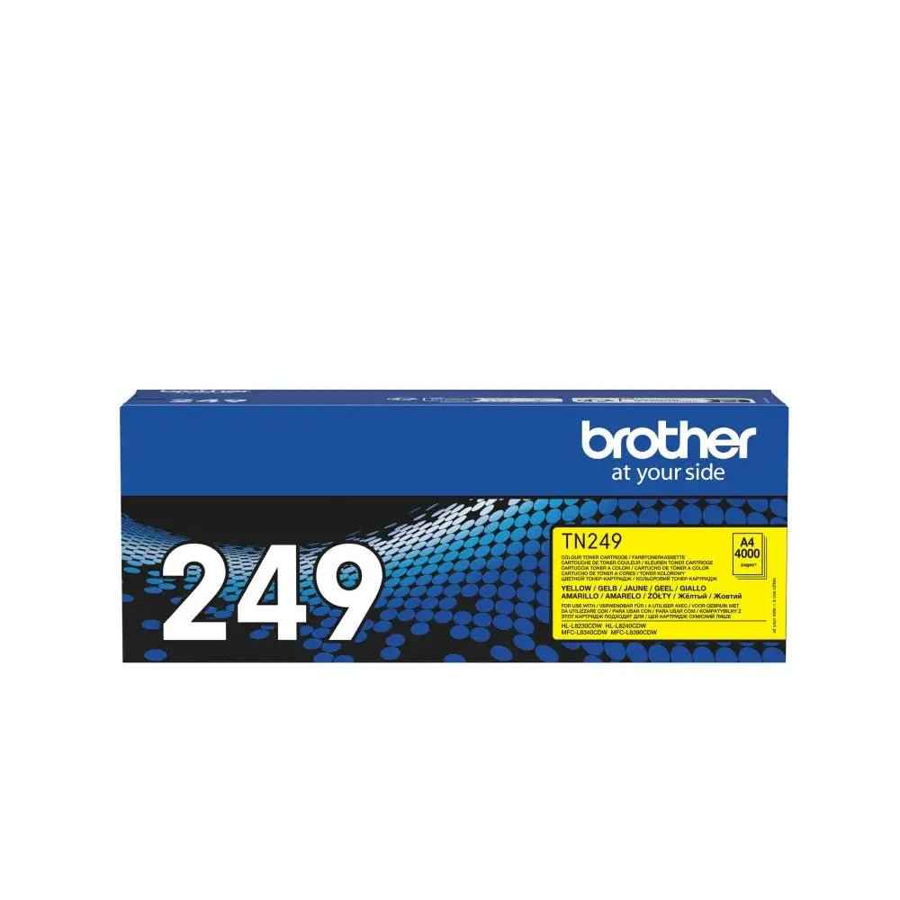 Toner amarelo Brother TN-249Y original para impressora, capacidade de 4000 páginas, alta qualidade e compatível com impressoras Brother