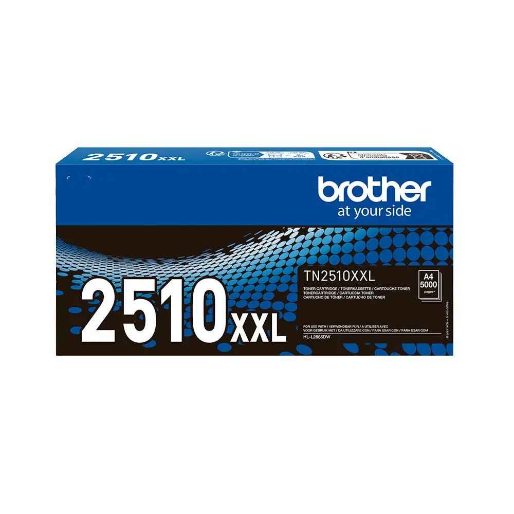 Toner Brother TN-2510XXL Preto original para impressora, alta capacidade de 5000 páginas, produto Brother.