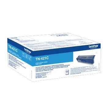 Toner Brother TN-421C azul original para impressoras, capacidade para 1800 páginas, compatível com impressoras Brother.