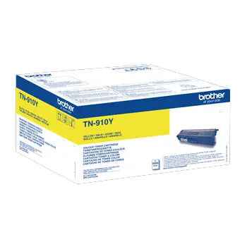 Toner amarelo Brother TN-910Y original para impressora, compatível, com capacidade para até 9000 páginas, impressões coloridas.
