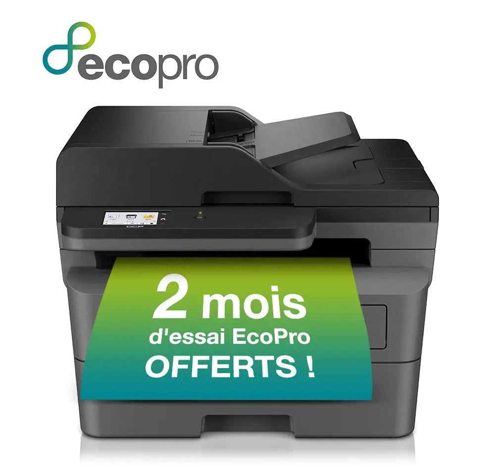 Impressora Brother DCP-L2660DW Laser Mono A4 com tela, portas USB e Wi-Fi, exibindo a frente do aparelho com bandeja de papel