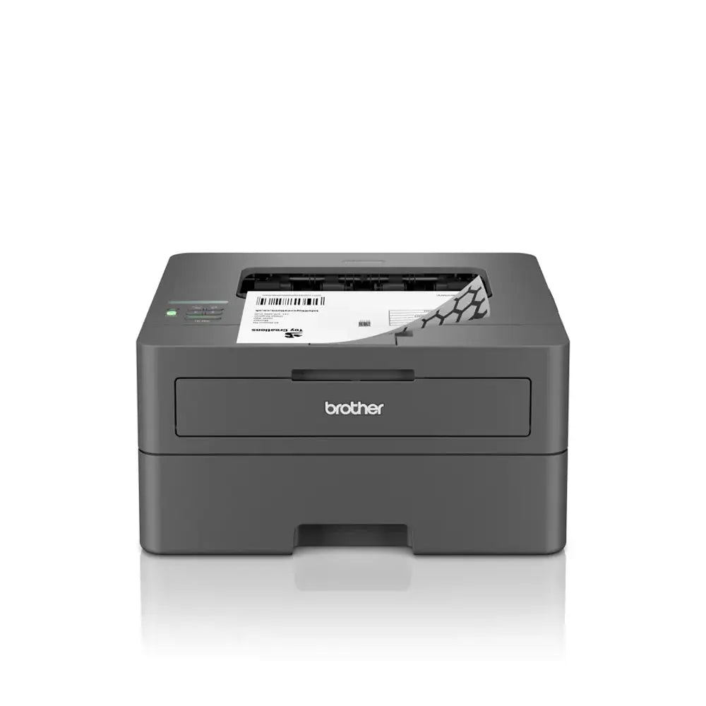 Impressora laser mono Brother HL-L2445DW de alta velocidade e confiável, vista frontal com painel de controle.