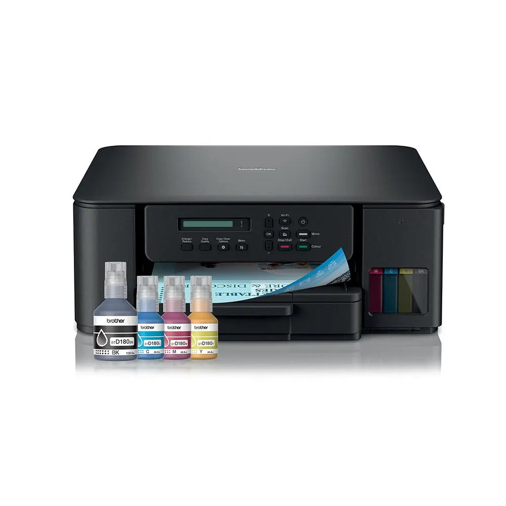 Tinta multifuncional Brother DCP-T580DW A4, impressora jato tinta com tanque de capacidade elevada, vista frontal do produto
