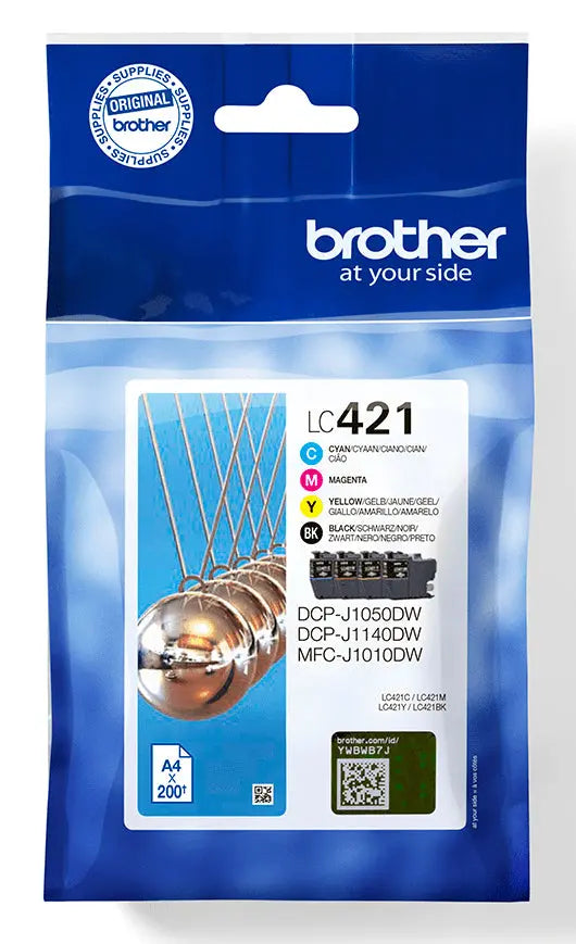 Kit de 4 cartuchos de tinta para impressora Brother DCP-J1050DW e MFC-J1010DW, tintas de alta qualidade para impressão.