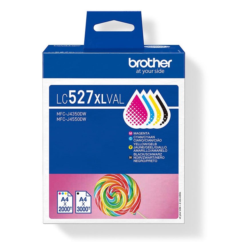 Pack de 4 Cartuchos de Tinta Brother LC527XLVAL para MFC-J4350DW e MFC-J4550DW