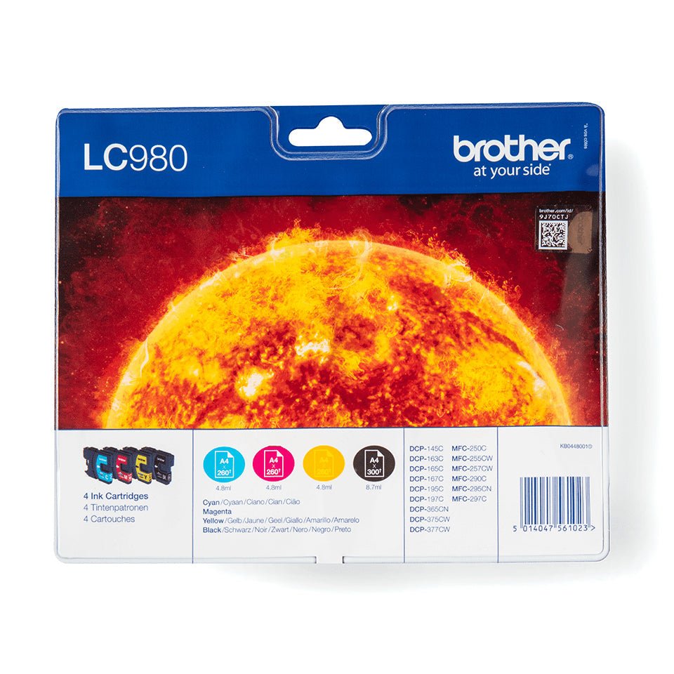 Tinteiro BROTHER LC980VALBP Pack 4 Cores - MFC-25x/29x, DCP-145C/165C/195C/375CW/365CN Brother