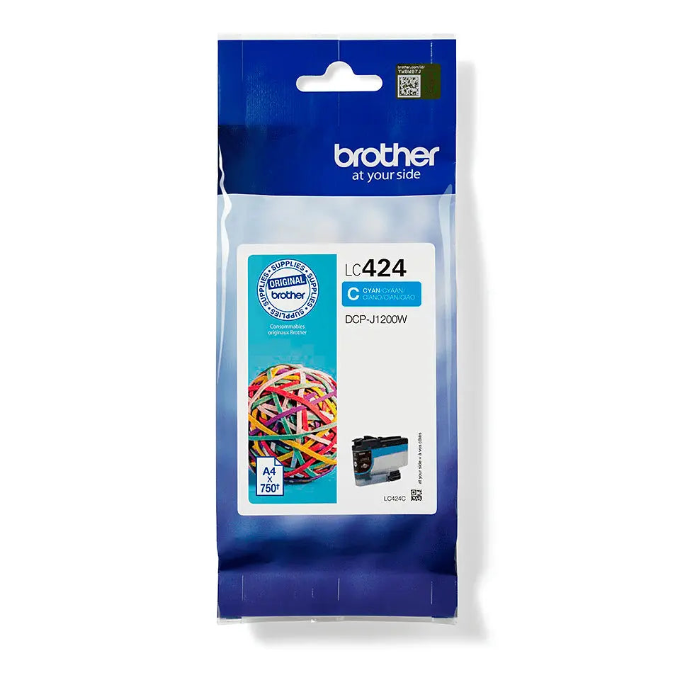 Tinta Brother LC424C para Mini19 e Biz-SL, cartucho de impressora de alta qualidade, visível na imagem.