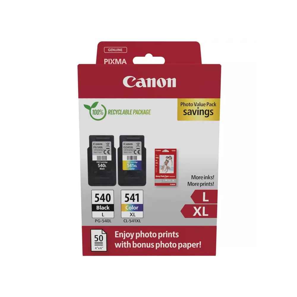 Pack Tinteiros Canon 540L/541XL Preto e Colorido + Papel 5224B012