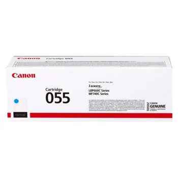 Toner Canon 055H Azul de alta capacidade, original para impressoras Canon, imagem mostra o cartucho de tinta azul.