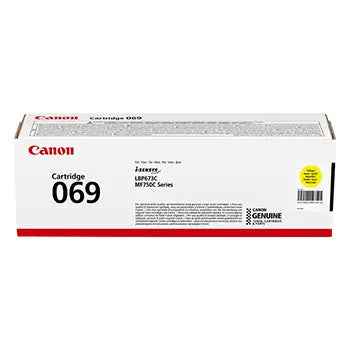 Toner Canon 069 Amarelo original para impressoras, capacidade de 1900 páginas, compatível com impressoras a jato de tinta e laser.