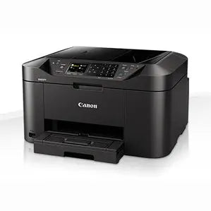Impressora multifuncional Canon Maxify MB2150 com Wi-Fi e USB, mostrada em uma mesa com tela e bandeja de papel