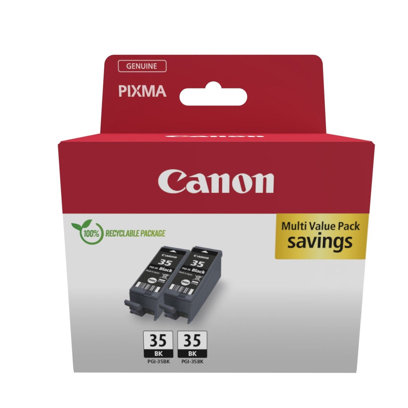 Cartucho de tinta Canon PGI-35 Twin Pack com dois tinteiros de alta qualidade para impressoras Canon.