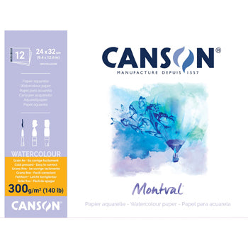 Bloco de desenho Canson Montval 240x320mm 300g com 12 folhas, ideal para esboços e aquarela
