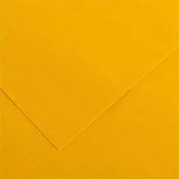 Cartolina amarela torrada Canson 50x65cm, papel de 185g, textura suave e resistente para artes e projetos criativos.