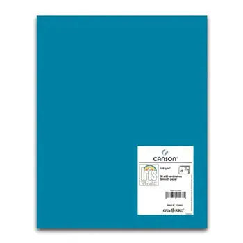 Cartolina azul Caribe Canson de alta qualidade, tamanho 50x65cm, peso 185g, folha para artesanato e projetos criativos.