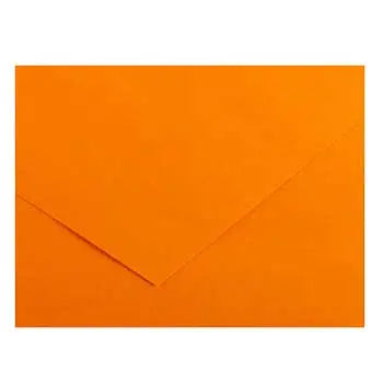 Cartolina laranja Clementina Canson, 50x65cm, 185g, ideal para artes, vista da superfície com textura suave.