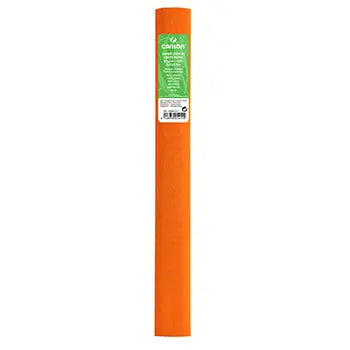 Rolo de papel crepe laranja Canson, tamanho 50x250cm, de alta qualidade, ideal para decorações e artesanato.