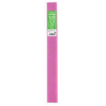 Papel crepe rosa da Canson, 50x250cm, ideal para artesanato e decoração, mostrado estendido sobre uma mesa.