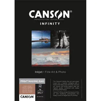 Folhas de papel A4 Canson Infinity PrintMaking Rag 100% de 310g, ideal para técnicas de impressão artística, 10 folhas.