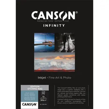 Papel A4 Canson Infinity Etching Rag 310g, kit com 10 folhas de papel especial para impressão artística.