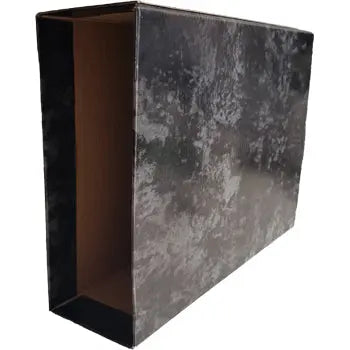 Caixa arquivo A5 baixa, 80mm, marmoreada preta, para pastas, tamanho 210x290mm, marca Cartonex