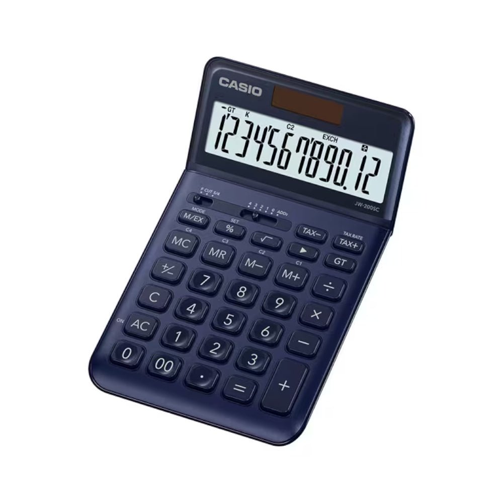 Bluepixel Equipamentos e Serviços Informáticos Lda | Calculadora Casio JW200SCNY Azul Escuro – 12 Dígitos para Escritório Casio Secretária