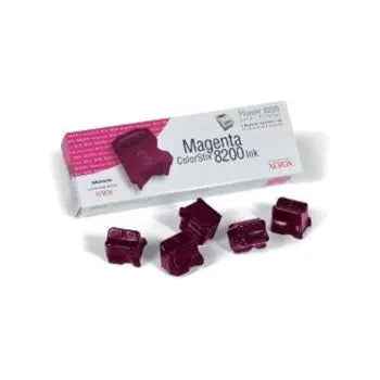 Cartucho de tinta magenta Xerox Phaser 8200 Colorstix 5Un compatível, mostra os cartuchos coloridos para impressora.