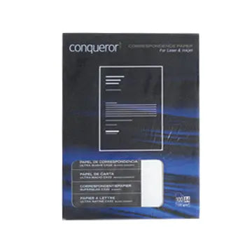 Papel A4 branco diamante Conqueror 100g, folha criativa, 100 folhas, resistente e com acabamento elegante.