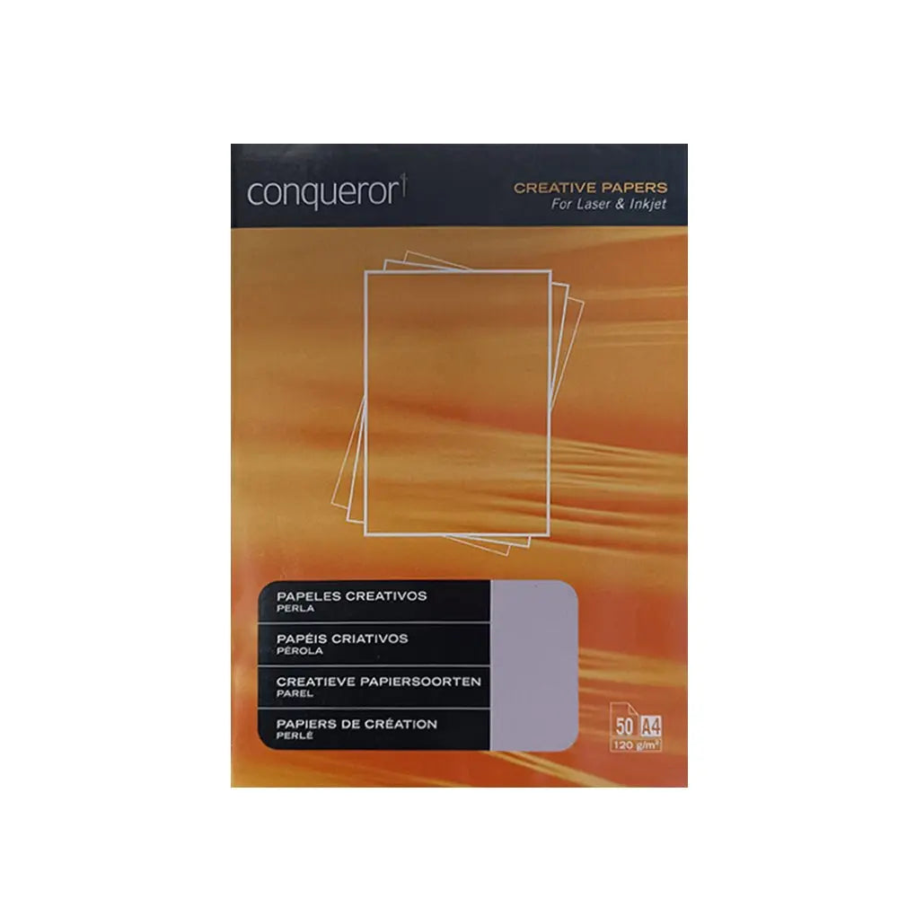 Papel Conqueror Criativo Pérola A4 120g com 50 folhas, papel de alta qualidade para projetos criativos e impressão.